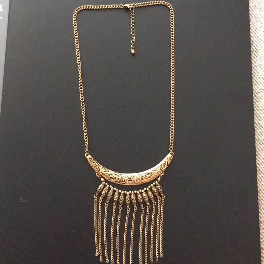 Egyptian style fringe necklace